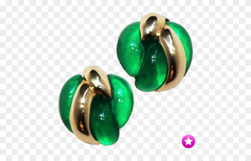 Green And Gold Clip Earrings - Earrings #1040386