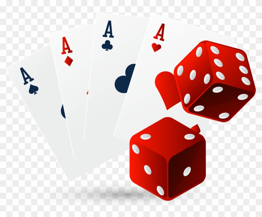 Dice Playing Card Game Ace - Dice And Cards Clipart Png #1040473