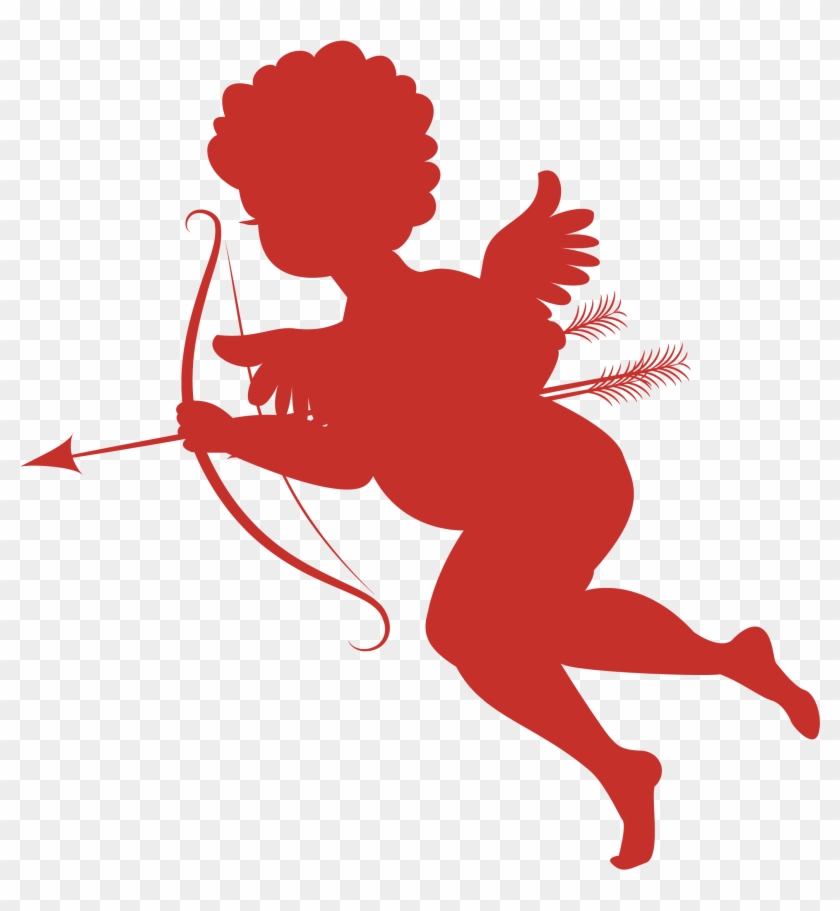 1964 Dennison 'red Girl Cupid' Die Cut Decoration - Cupid Png #1040497