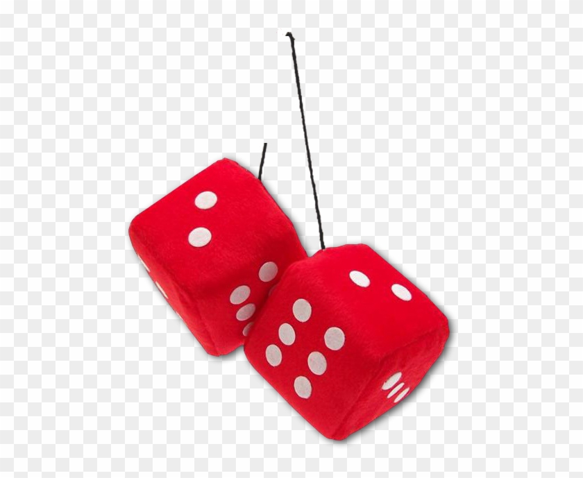 Dice-2 - 3 Red Fuzzy Dice With White Dots - Pair #1040496