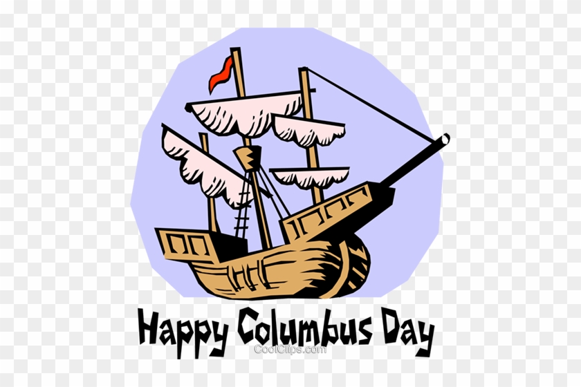 Happy Columbus Day Royalty Free Vector Clip Art Illustration - Columbus Day Clip Art Free #1040628