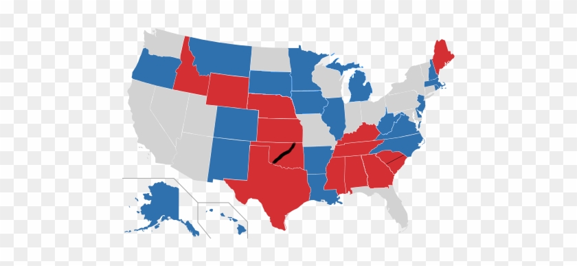 Next, My 7 1/2 Months Out Predictions Map - Us States By Political Party #1040652