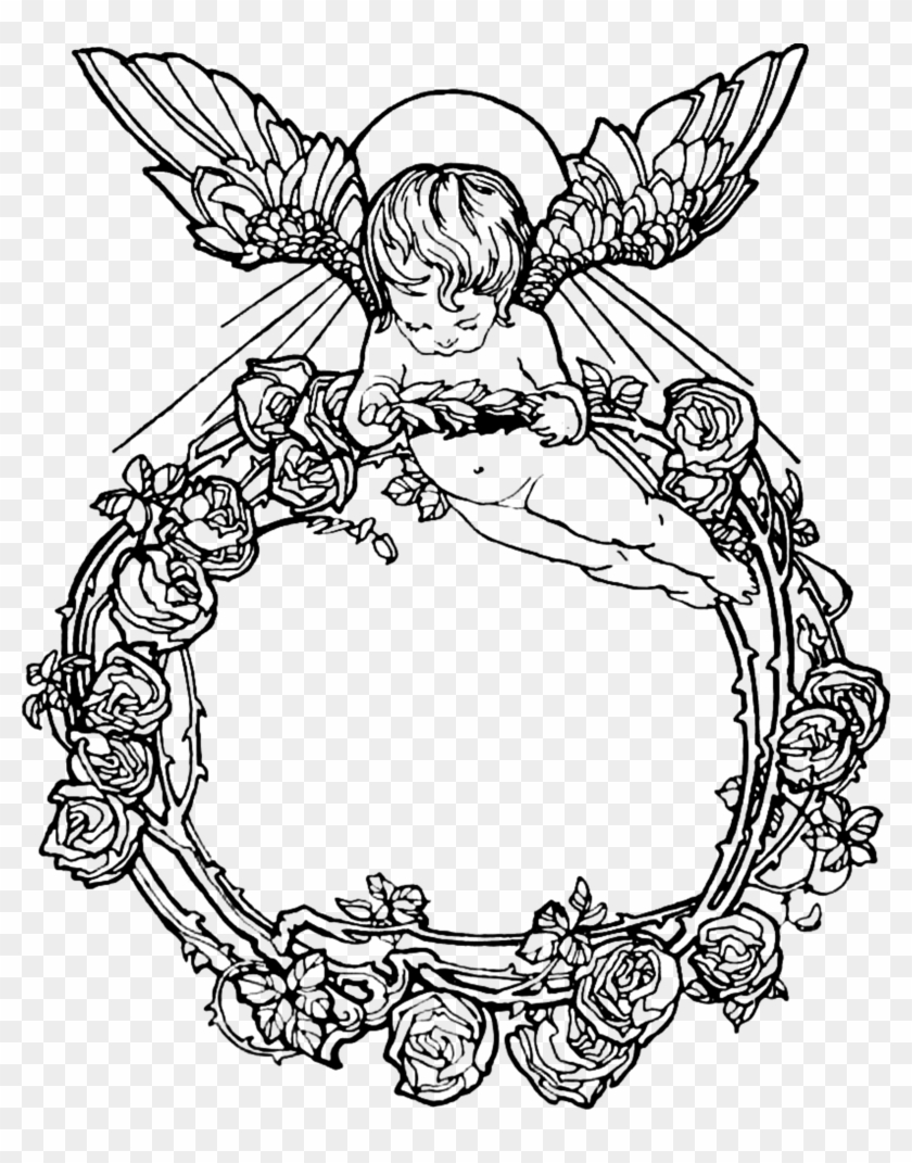 I Have Included Several Black Versions Of This Design - Angel Frame Vintage Freefont #1040662