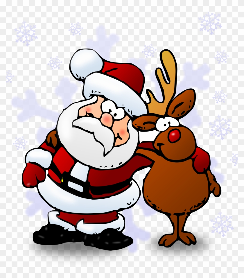 Clipart Colored - Friends - Santa And Rudolph Cartoon #1040721