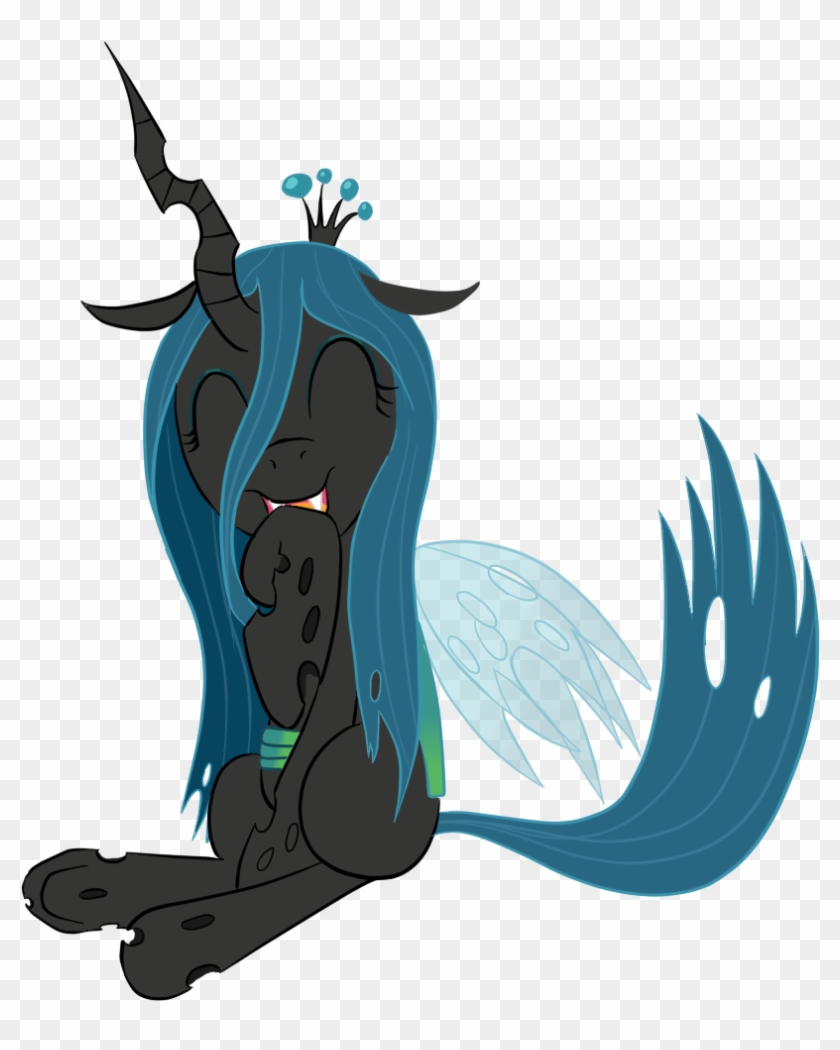 Infernaldalek, Giggling, Queen Chrysalis, Safe, Sitting, - Illustration #1041049