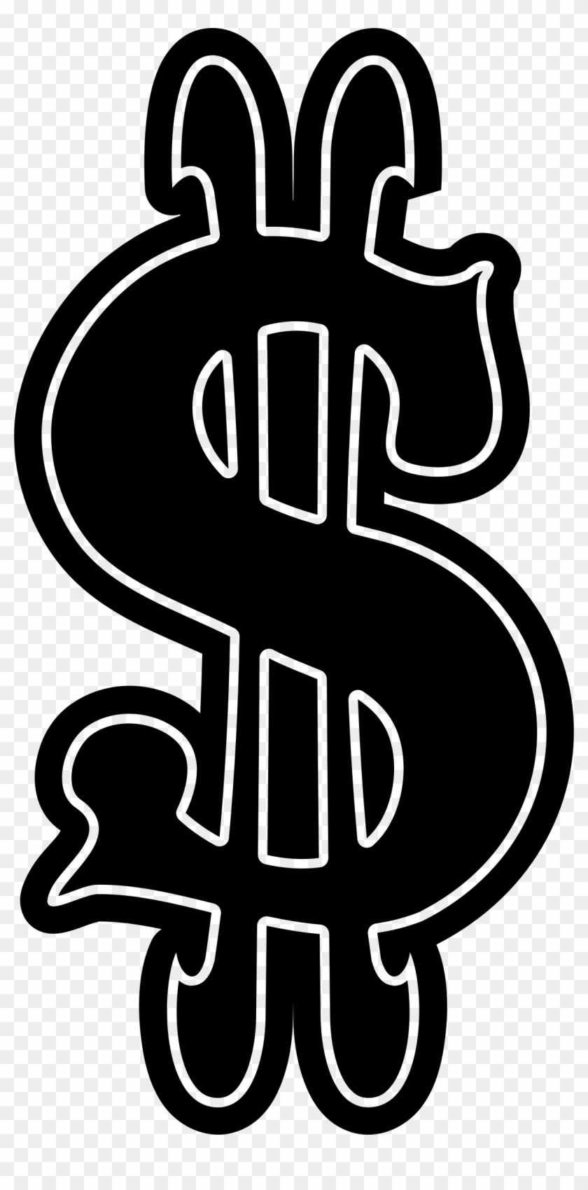 Clipart - Black And White Money Sign #1041231