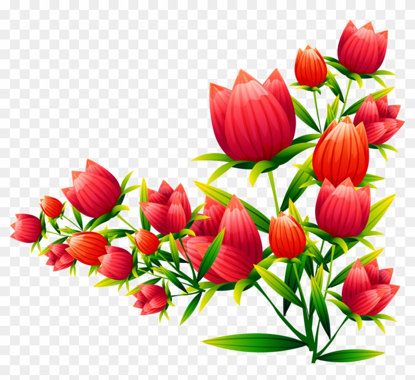 Floral Design Tulip Flower Euclidean Vector - Vector Corners Flowers Png #1041449