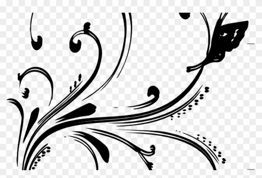 Black Floral Design With Butterfly Clip Art At Clkercom - Cool Golden Design Transparent #1041490