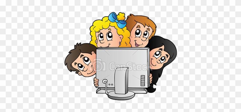 Can Stock Photo Csp6122223 Copy - Cartoon Kids On Computers #1041591