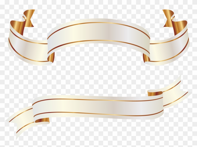 White And Gold Banners Png Clipart Picture - White Gold Ribbon Vector #1041755