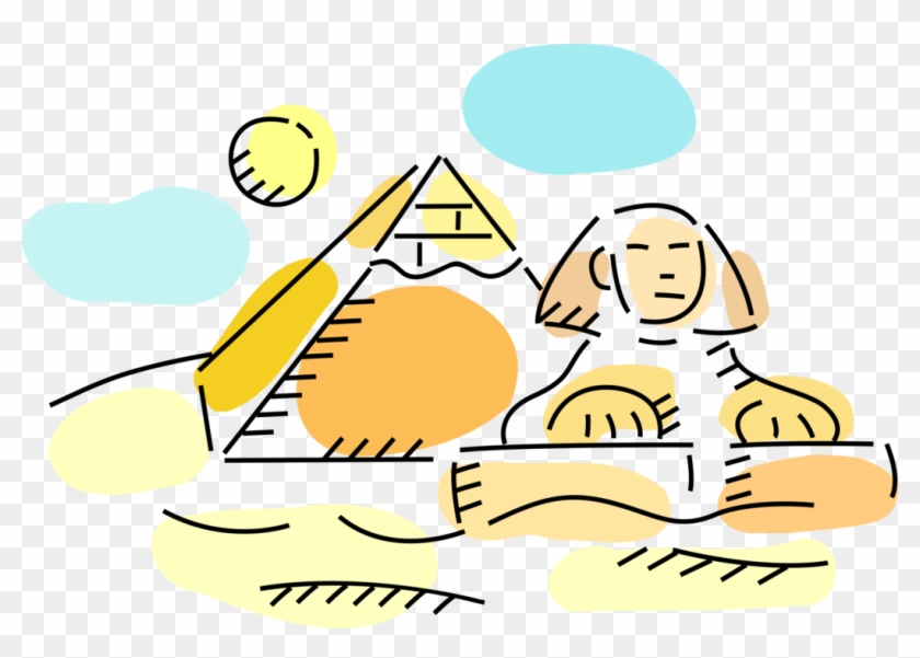 Vector Illustration Of Ancient Egyptian Sphinx And - Egyptian Pyramids Cartoon #1041810