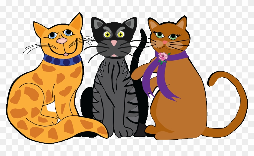 These Cats Are Orange Cat On The Left, Black Cat In - 3 Cats Clip Art #1041885