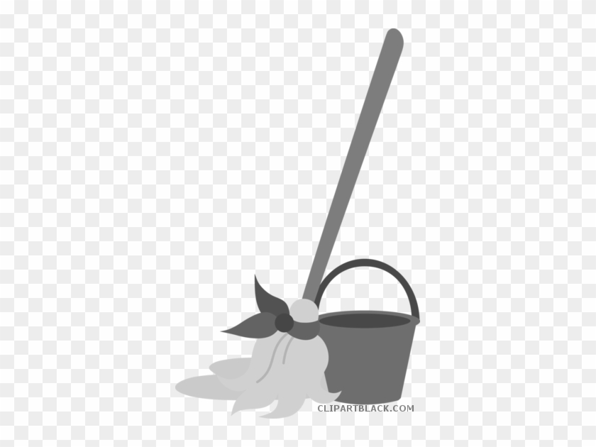 Mop And Bucket Tools Free Black White Clipart Images - Clip Art #1042750