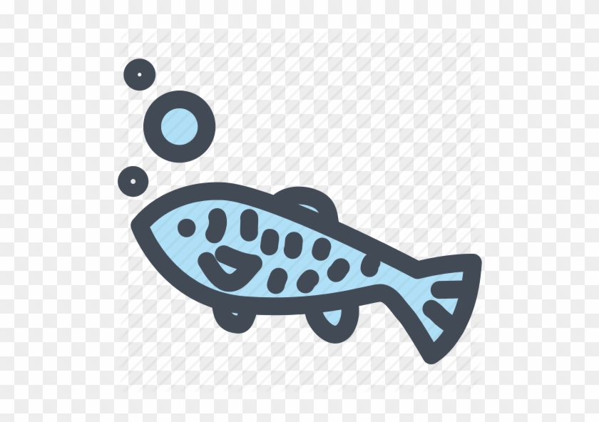 Vector Blue Circle Icon With Symbol Of Fish Meat Royalty - Food #1042968