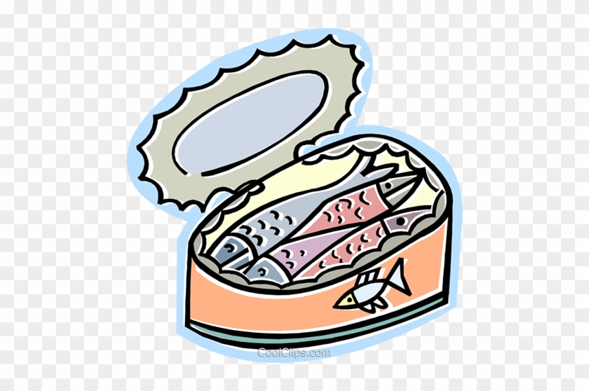 Clipart Of A Blue Fish Holding A Can Of Sardines - Can #1042975