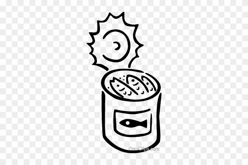 Clipart Of A Blue Fish Holding A Can Of Sardines - Sardines In Can Drawing #1042996