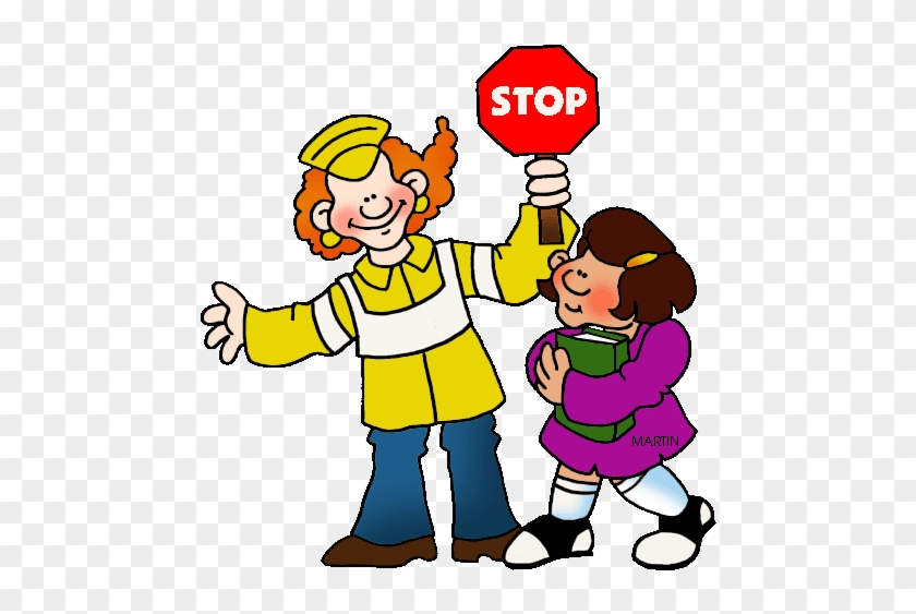 Crossing Guard Helping Kids Cross The Street - Crossing Guard Clip Art #1043014