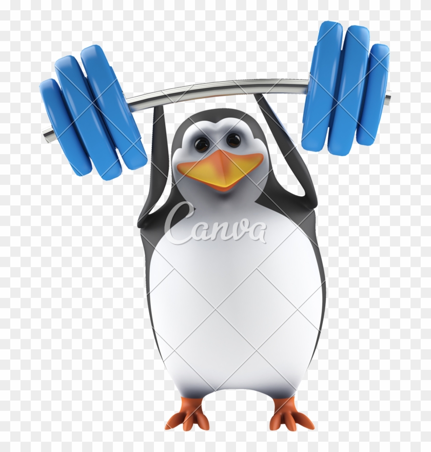 3d Penguin Weightlifter - Penguin On The Phone #1043045
