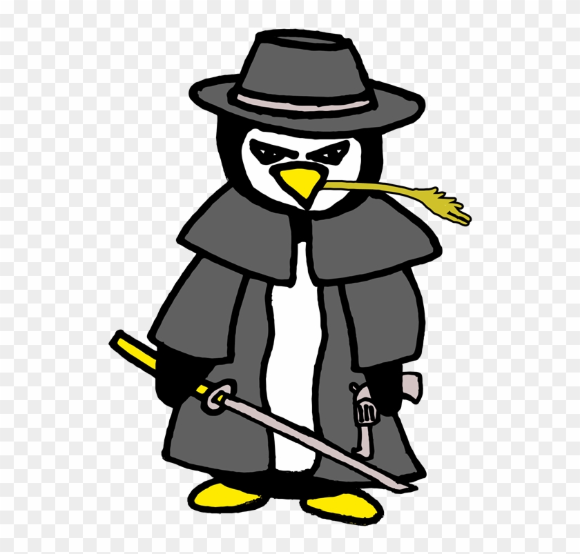 Penguin Cowboy Samurai - Cartoon #1043119