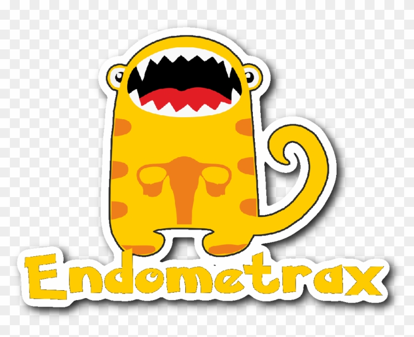 Endometriosis Monster Sticker - Cute Orange Striped Hungry Monster Vinyl Decal Color #1043167