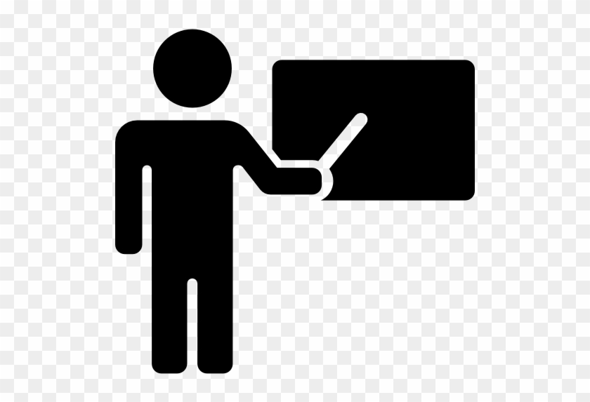 Teacher At The Blackboard Free Icon - Blackboard Silhouette #1043327