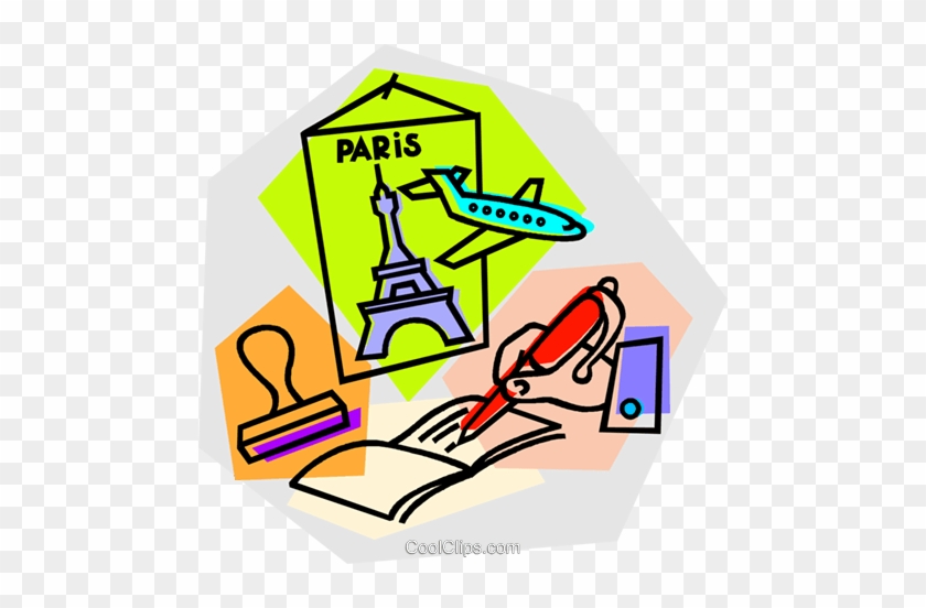 Paris Vacation With Airline Tickets Royalty Free Vector - Paris Vacation Clipart #1043393