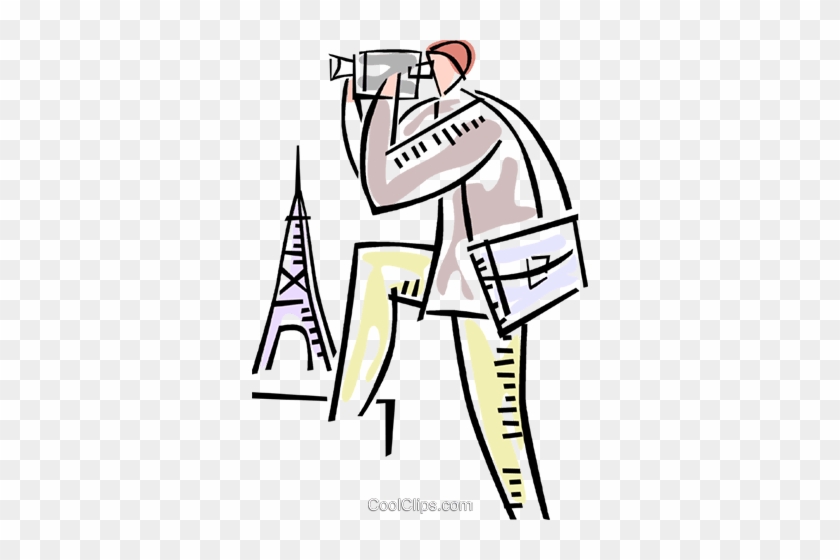 Man With Video Camera In Paris Royalty Free Vector - Clip Art #1043394