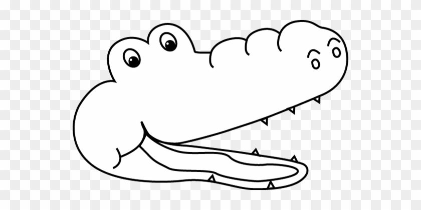 Black And White Less Than Alligator Clip Art - Alligator Head Clipart Black And White #1043999