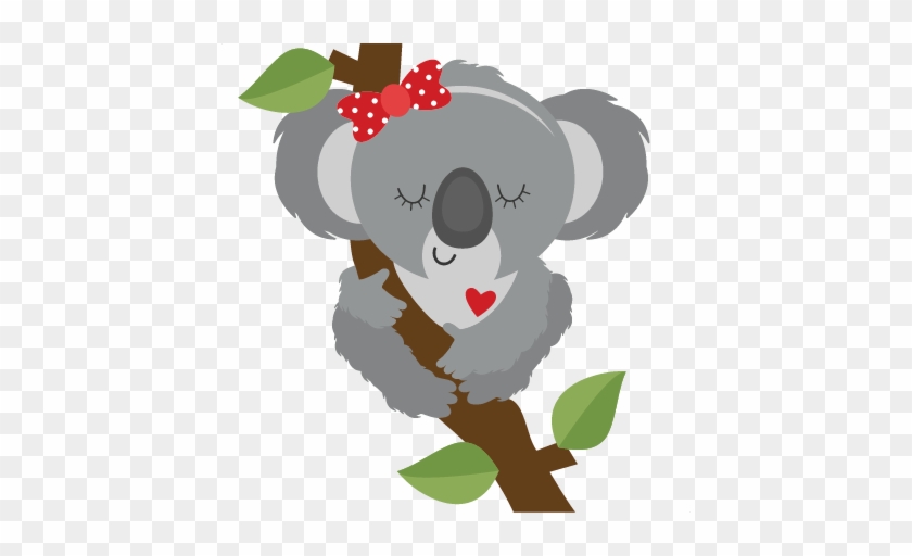 Koala On Branch Svg Scrapbook Cut File Cute Clipart - Girl Koala Cartoon #1044022