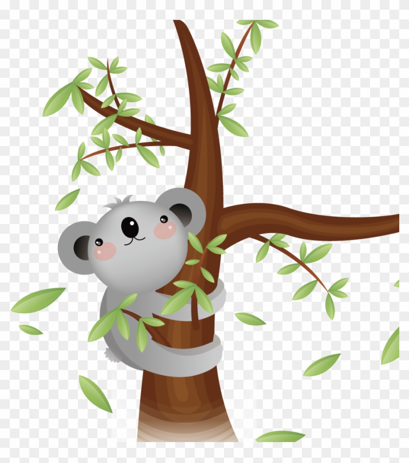 Koala Hugging A Tree - Wallpark Cute Koala Panda Lion Cartoon Animals Flying #1044040