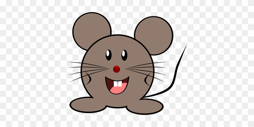 Mouse Grey Little Animal Cute Happy Mouse - Mouse Face Clipart #1044084