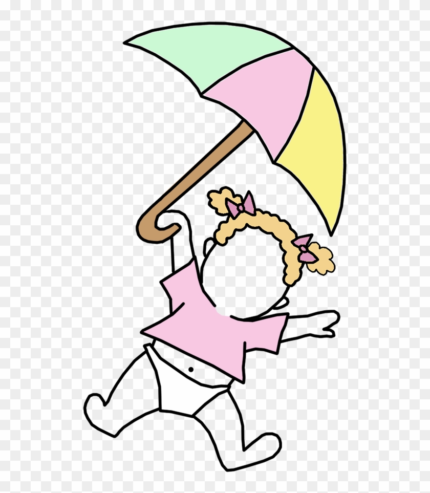 Single Baby Girl With Umbrella Mandys Moon Personalized - Cartoon #1044590