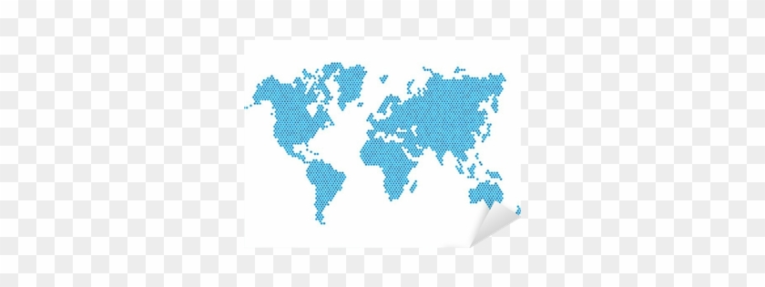 Vinilo Pixerstick Correspondencia Punteada Mundo Azul - World Map #1044636