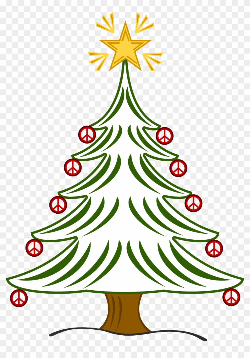 Christmas Peace Sign Clip Art - Merry Christmas Tree Simple #1044685