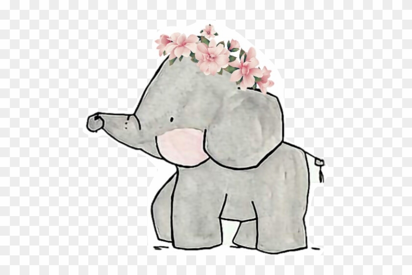 Elephant Family Cute Drawing Flowers Floral Remixit - Elephant Family Drawing Cute #1044838