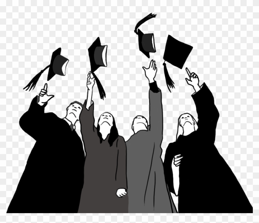 Graduation Clipart - Black And White Graduation #1045070