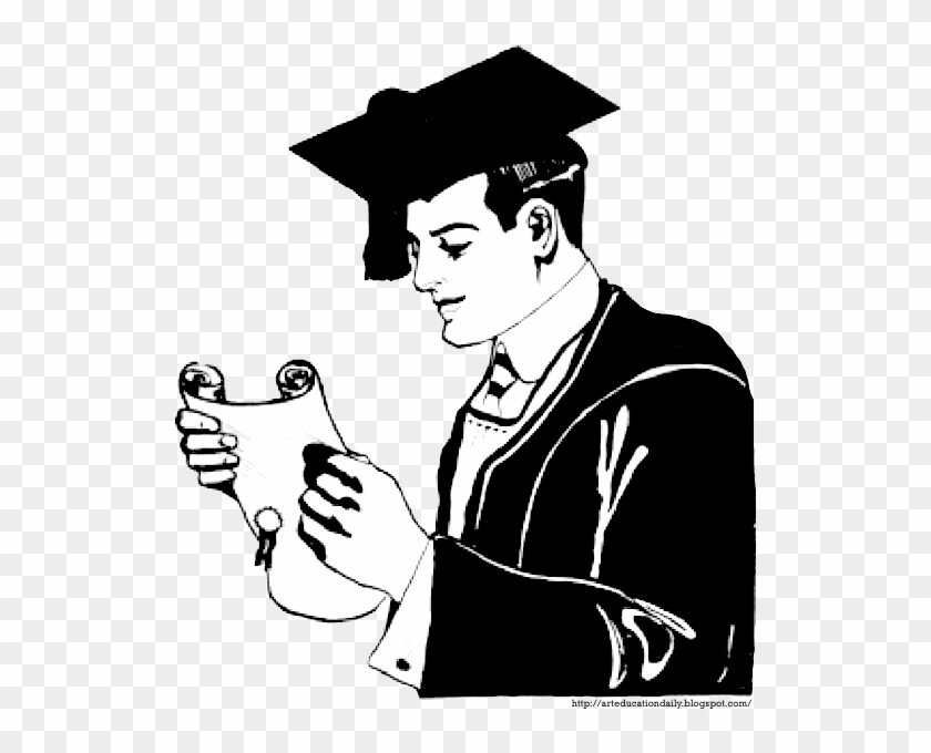 Graduate Students In Cap And Gown Art Education Daily - Male Graduate Student Clipart #1045089