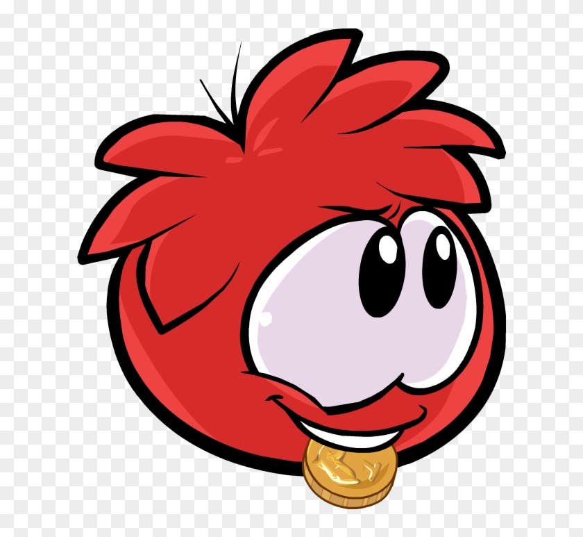 Red Puffle Coin - Eating Puffle Png #1045304