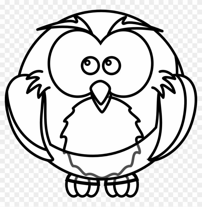 Owls - Cartoon Black And White Owl #1045675