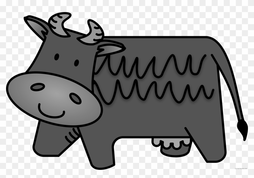 Grayscale Cow Animal Free Black White Clipart Images - Cartoon Cow Brown #1046009