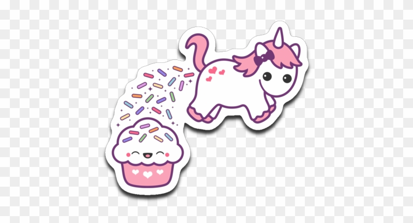 Unicorn Pooping On Cupcake Stickers - Woman Dont Fart Unicorn #1046028