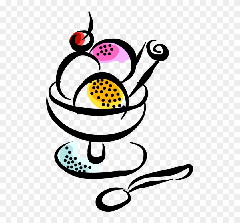 Vector Illustration Of Bowl Of Dessert Ice Cream Gelato - Clip Art #1046318