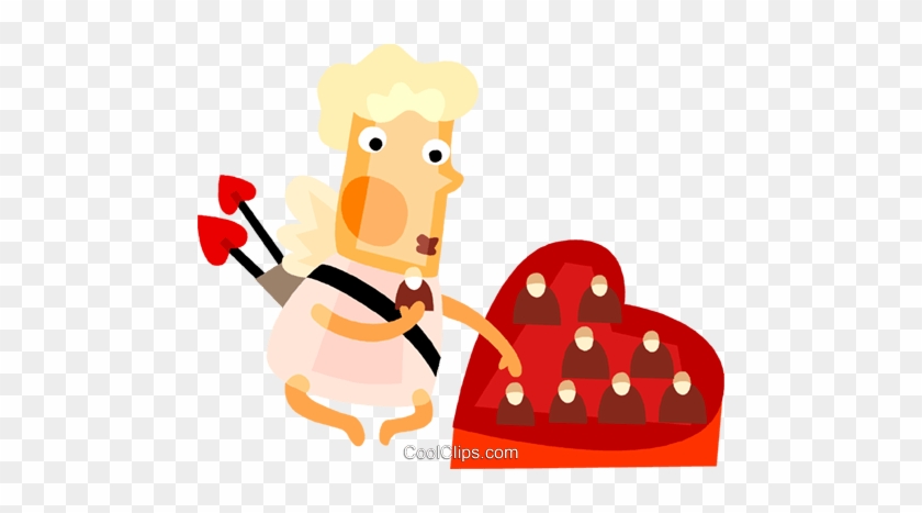 Cupid Eating Valentines Day Chocolates Royalty Free - Cupid Eating Chocolate #1046521