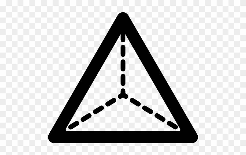 Triangular Pyramid From Top View Free Icon - Hazard Symbol Black And White #1046628