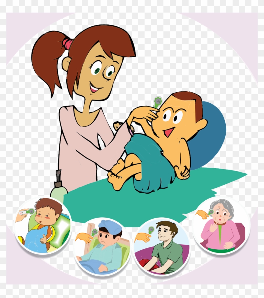 One Of The Best Ways To Tell If We Have A Fever Is - Cartoon Mother And Baby #1046783