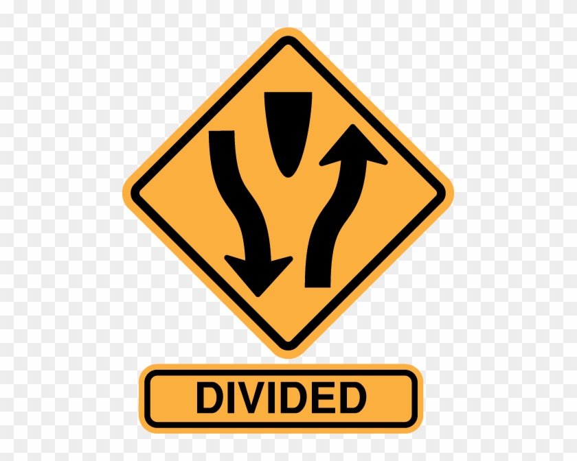 Show Answer - Divided Highway Begins Sign #1047236