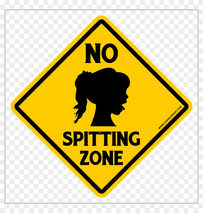 No Spitting Zone Sign~funny Adult Novelty Xing Gift - Winding Road Sign Png #1047244