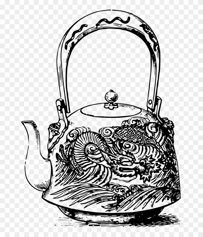 Black And White Teapot Tools Free Black White Clipart - Japanese Tea Pot Clip Art #1047303