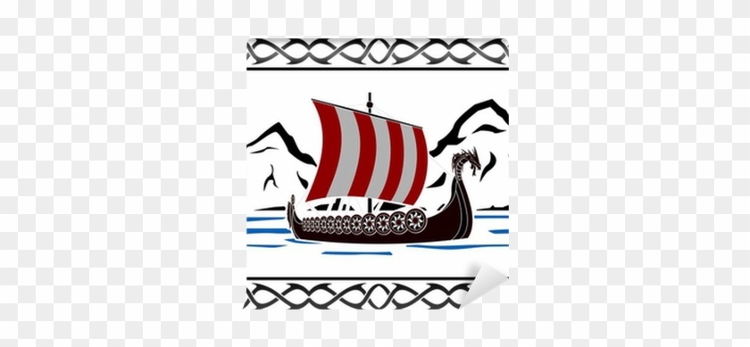 Stencil Of Viking Ship Second Variant Wall Mural • - Vikings #1047355