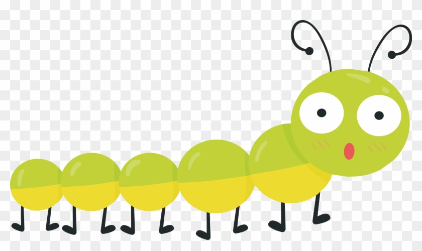 Cartoon Spring Bug - Yellow Caterpillar Vector #1047433